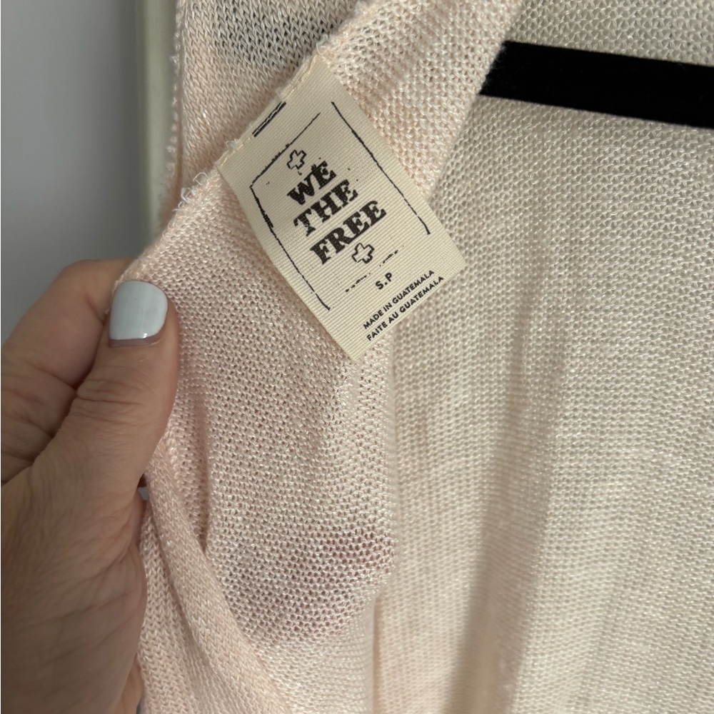We the Free/Free People Open Twist Back Lightweight Sweater Light Pink Sz Small - Picture 5 of 8